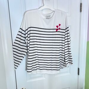Women’s 2X Striped Sweater with Heart Accents